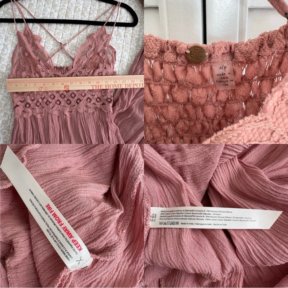 Free People Adella Maxi Slip Rose Pink Lace Dress - Picture 14 of 16